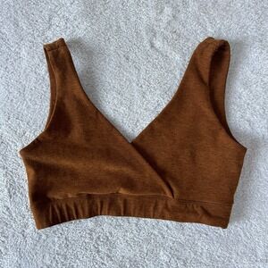 Beyond Yoga Spacedye Crossover Sports Bra Size Small Clove Brown Heather EUC